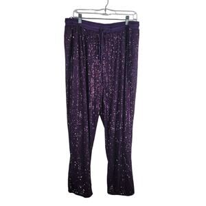 City Chic Women's Purple Violet Sequenced Let's Party Pants M/18 NWT